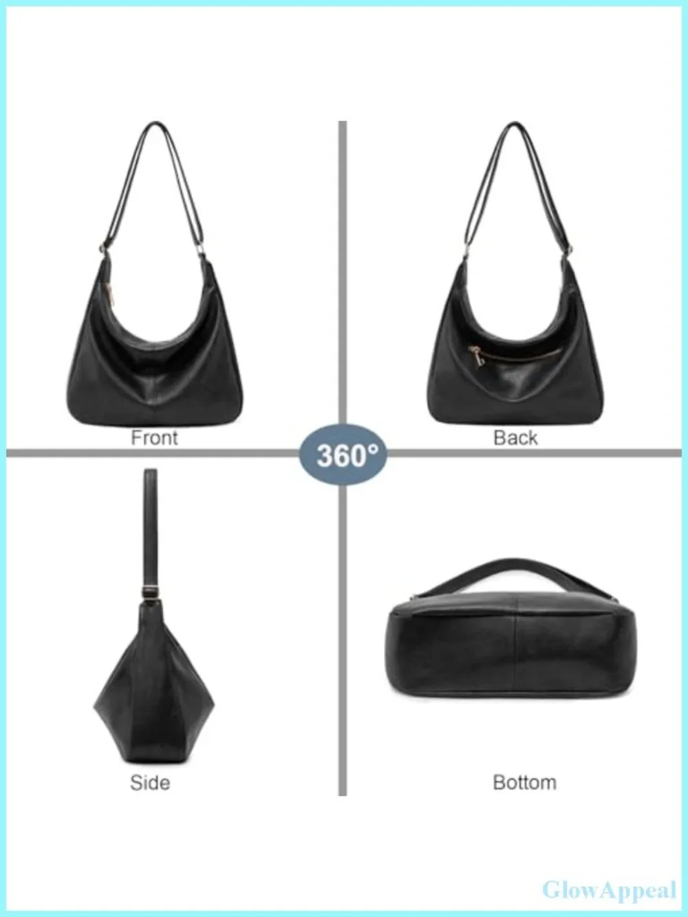 Vegan Leather Foldable Hobo Bag Women Shoulder Handbag Crossbody Purse Large